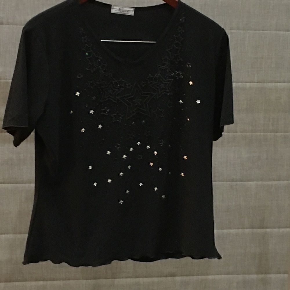 NLust Black Adorned short sleeve Blouse